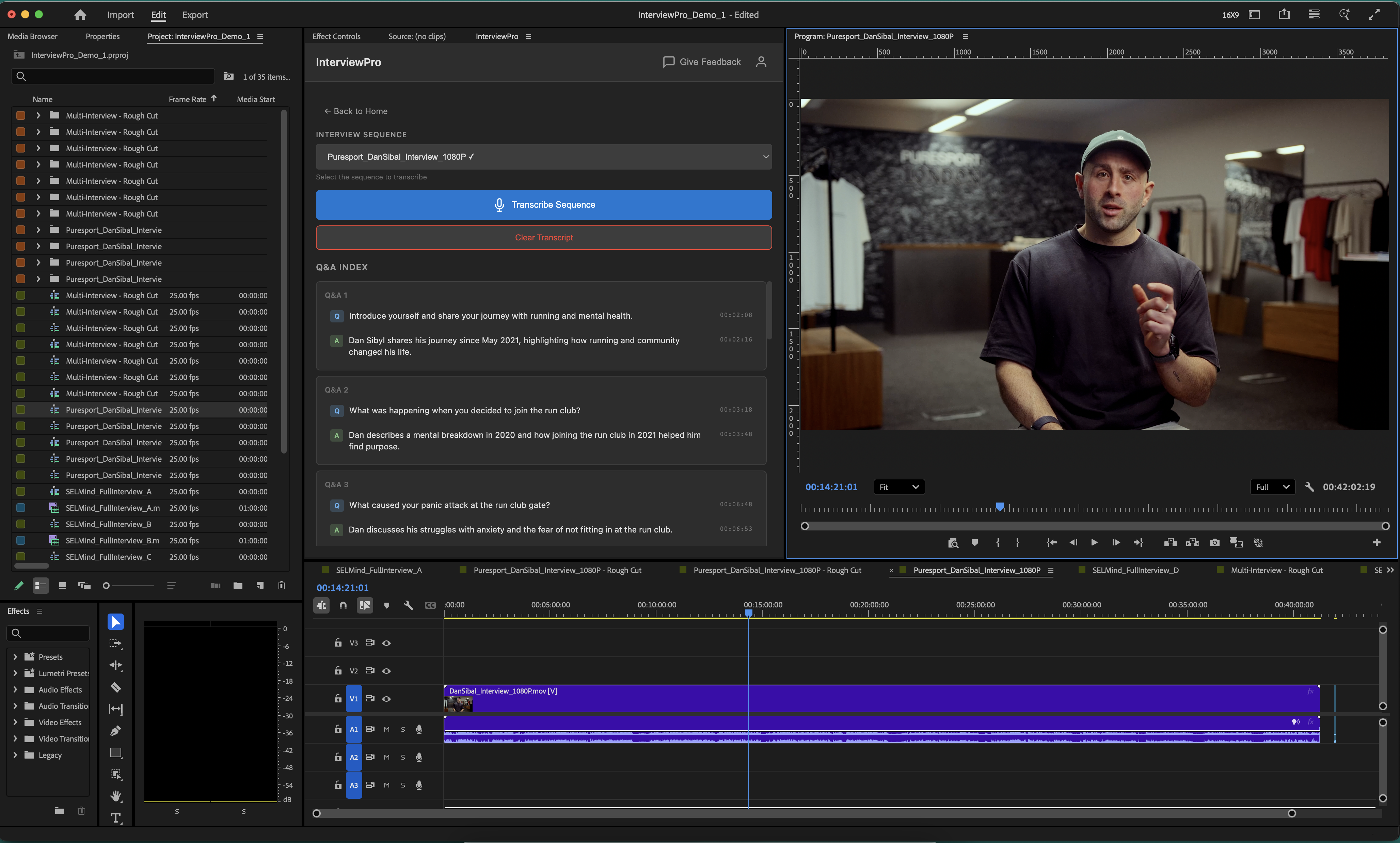 InterviewPro inside Adobe Premiere Pro